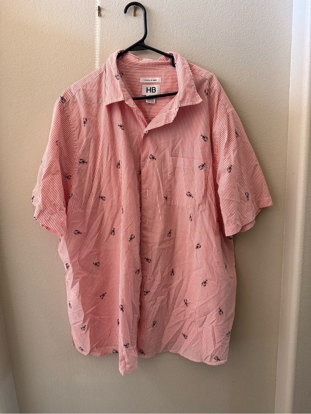 Harbor Bay 2XLT Lobster Print Button-Up Shirt